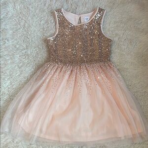 Gap Kids Gold Sequin Sleeveless A-line Pink Dress for Weddings